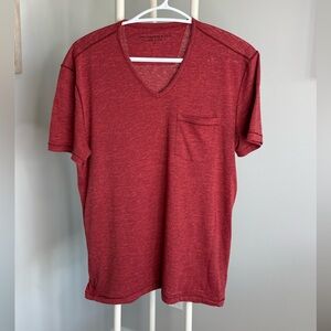 John Varvatos Heathered Red V-Neck Pocket Tee